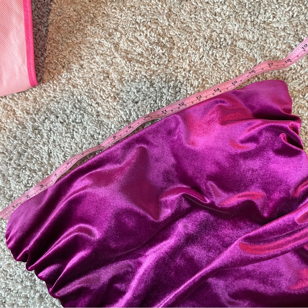 Sherri Hill fucsia purple velvet strapless ruched maxi prom in style 55761 - Picture 7 of 7